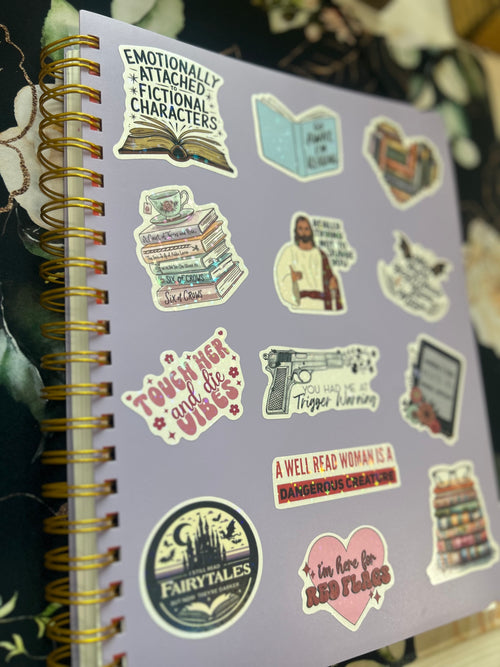 Bookish Spiral Notebook with Tabs & Stickers